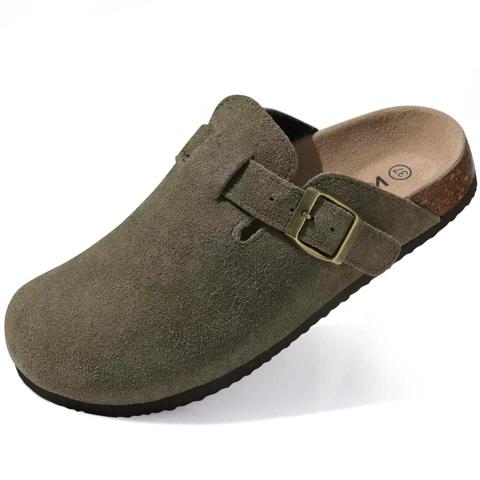 Fashion Clogs Slippers for Women Classic Suede Men Mules Cork Footbed Leather Potato Shoes with Arch Support Beach Slide