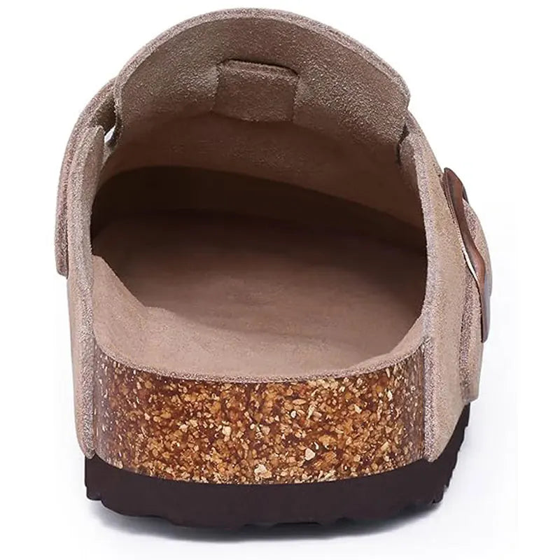 Fashion Clogs Slippers for Women Classic Suede Men Mules Cork Footbed Leather Potato Shoes with Arch Support Beach Slide