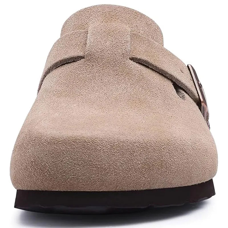 Fashion Clogs Slippers for Women Classic Suede Men Mules Cork Footbed Leather Potato Shoes with Arch Support Beach Slide