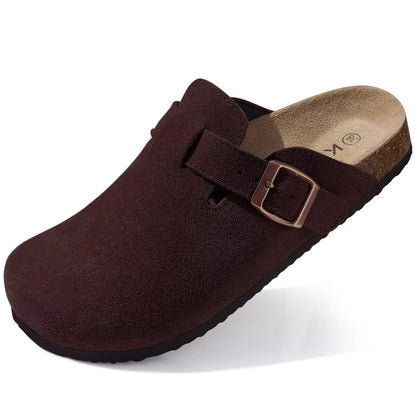 Fashion Clogs Slippers for Women Classic Suede Men Mules Cork Footbed Leather Potato Shoes with Arch Support Beach Slide